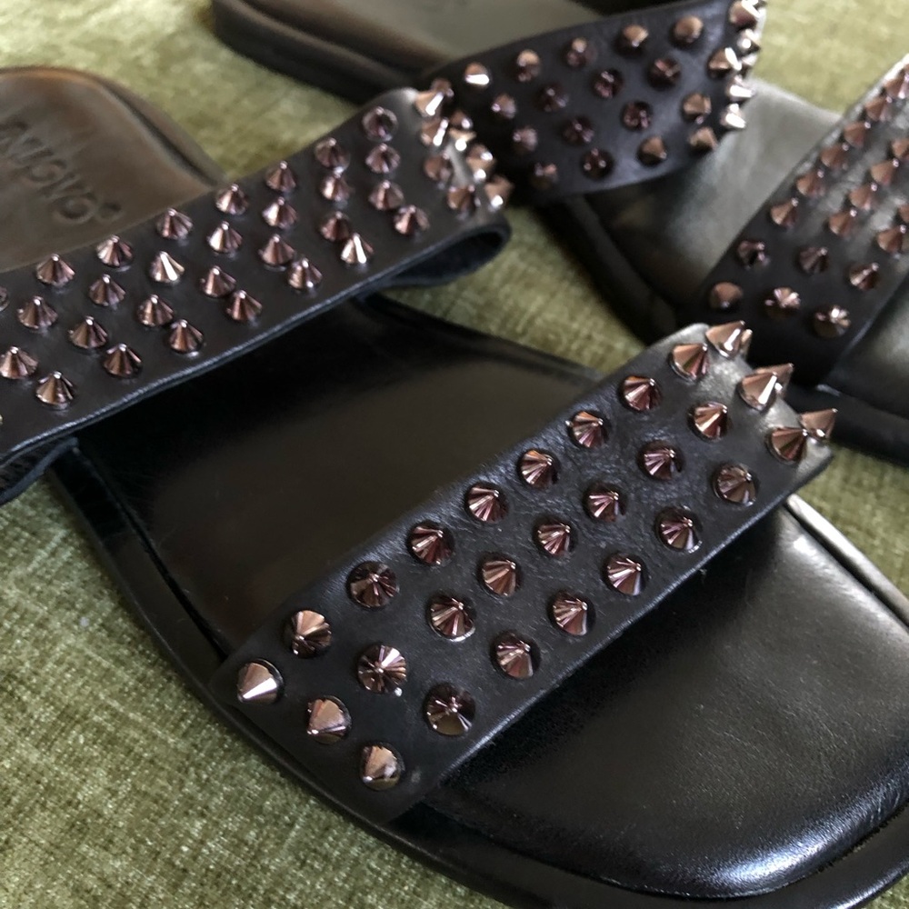 Studded Black Slide Sandals Free People Inuovo - Picture 2 of 6
